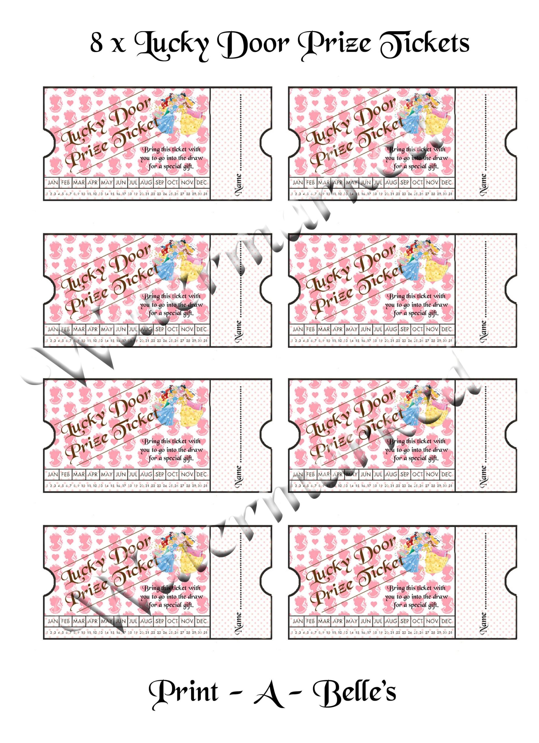 Door Prize Tickets Printable Printable Word Searches