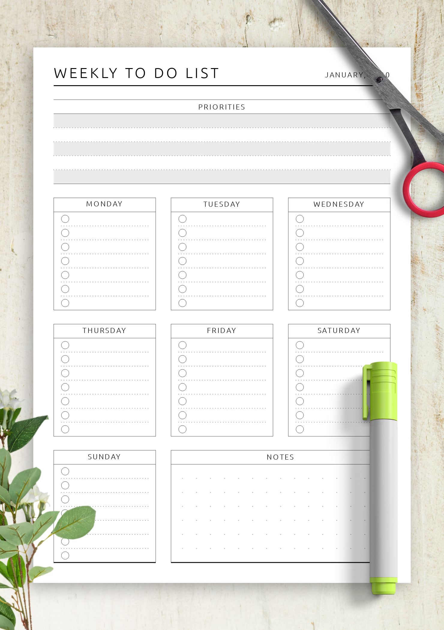 Free Printable Weekly To Do List