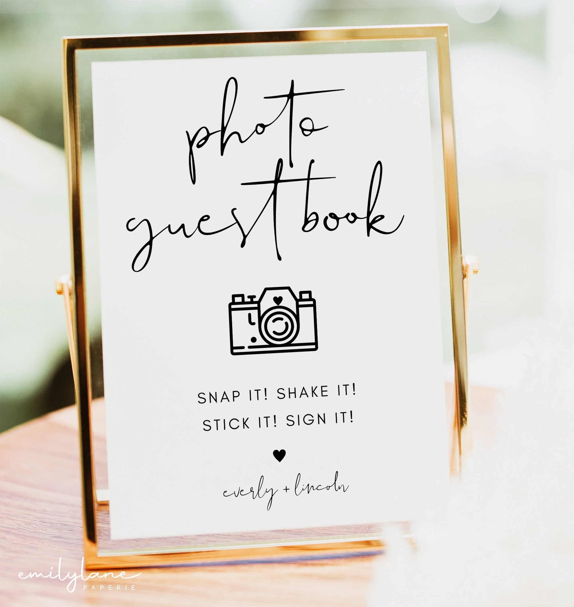 Downloadable Free Printable Polaroid Guest Book Sign Template 