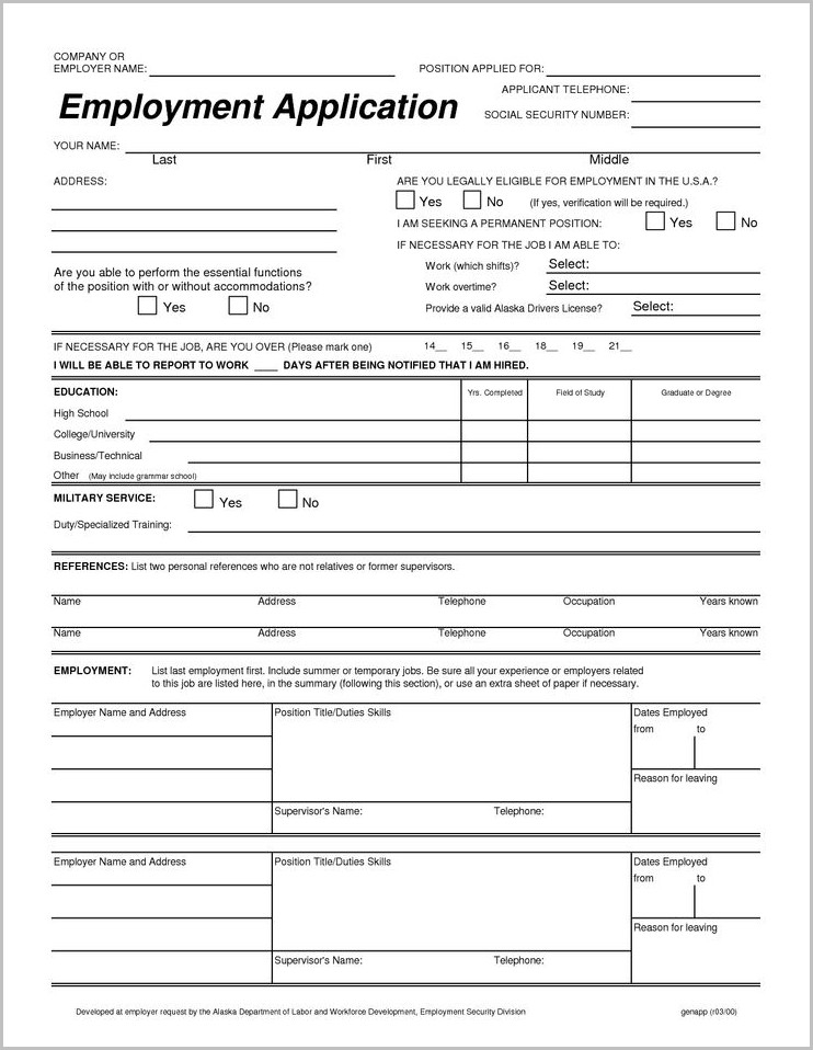 Downloadable Free Printable Spanish Job Application Form The 