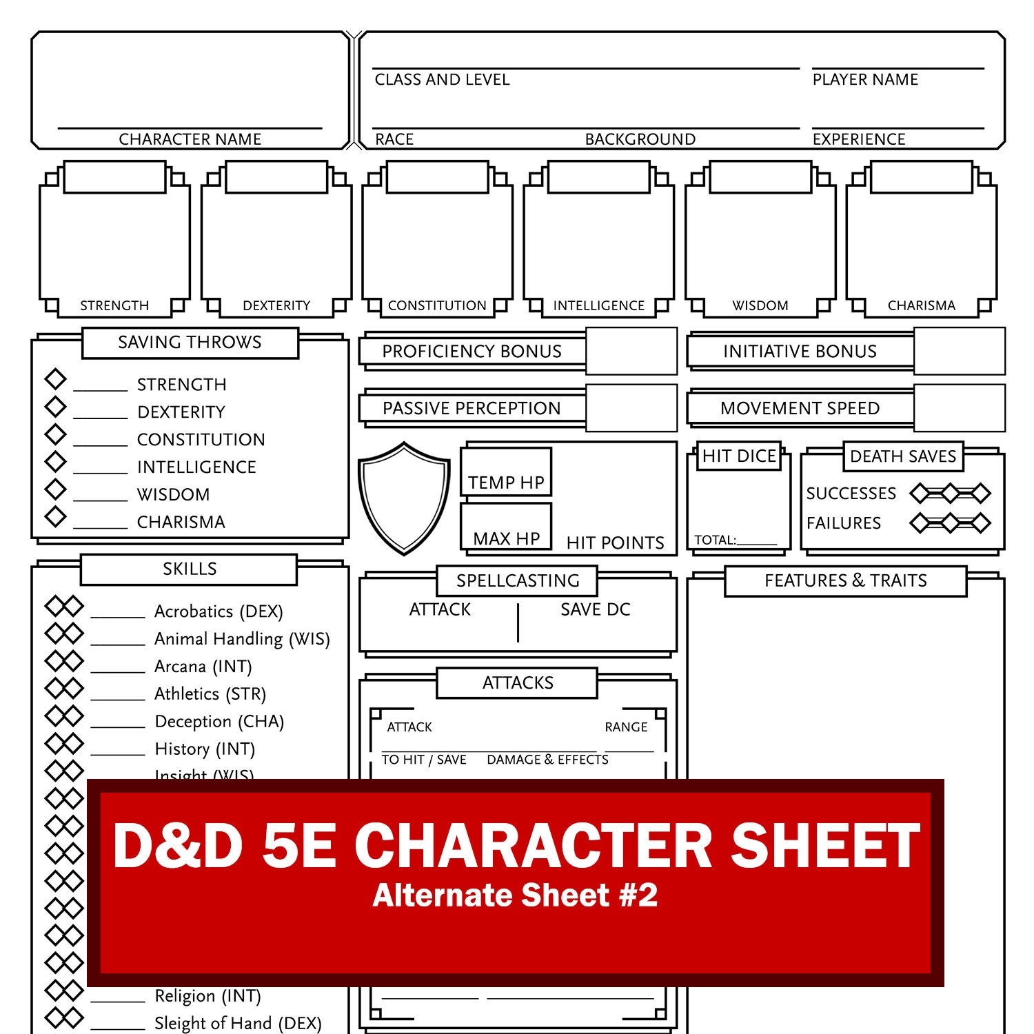 5Th Edition Printable Dungeons And Dragons Character Sheet