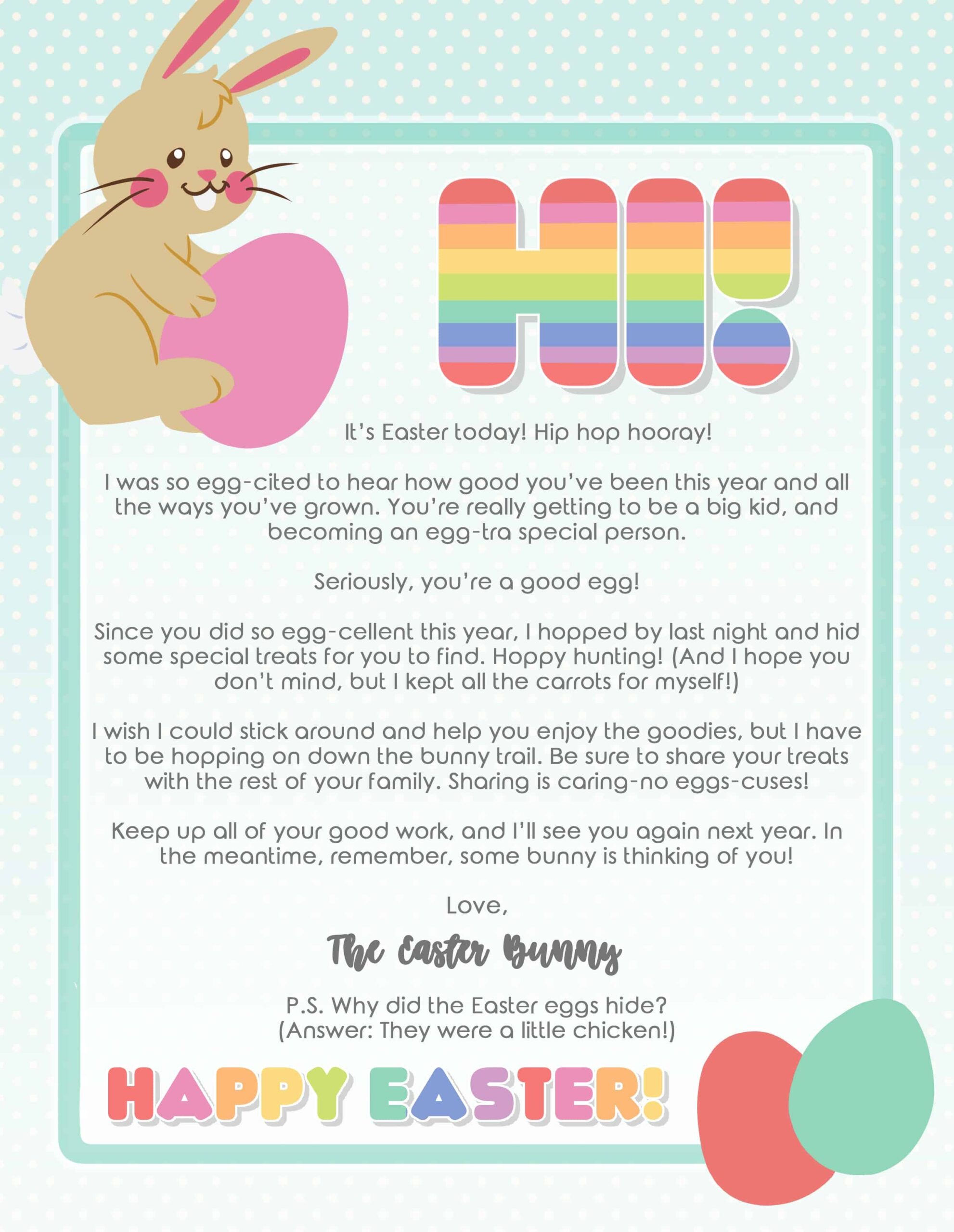 Easter Bunny Printable Letter Printable Word Searches