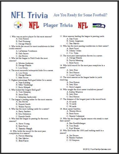 Easy Football Trivia Questions And Answers Printable