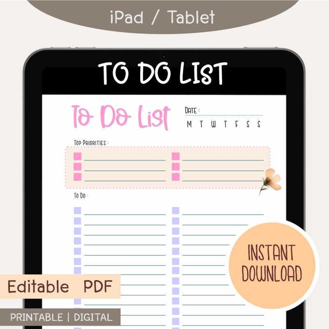 Editable To Do List To Do List Printable To Do List Planner PDF To Do 