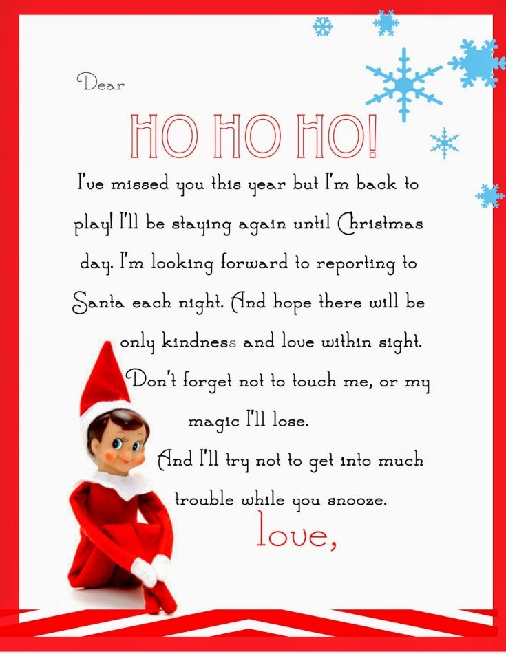 Elf On The Shelf Letter free Printable Elf On The Shelf Letter free Printable