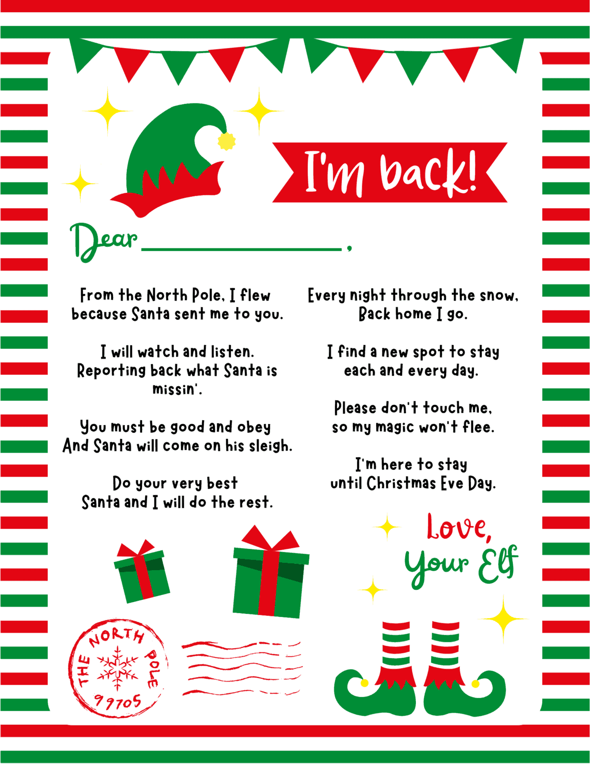 Elf On The Shelf Return Letter Free Printable