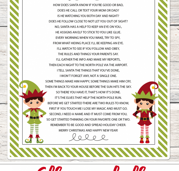 Elf On The Shelf Story FREE Printable Poem Lil 39 Luna