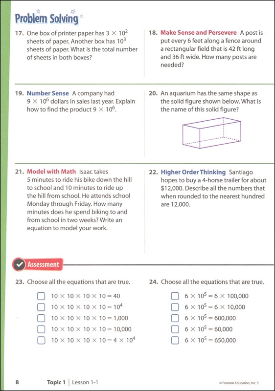 Envision 5th Grade Math Workbook