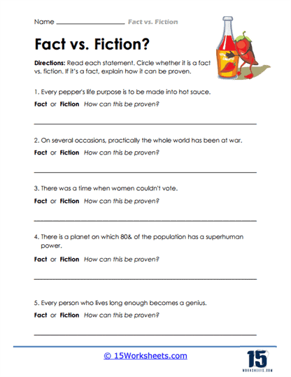 Fact Or Fiction Worksheets 15 Worksheets