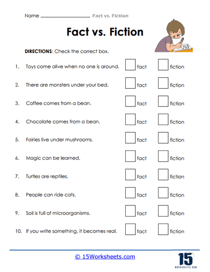 Fact Or Fiction Worksheets 15 Worksheets