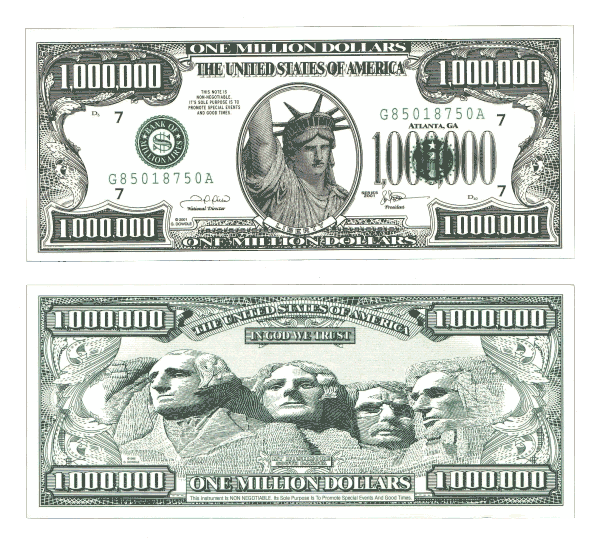 Fake Million Dollar Bill Printable Fake Million Dollar Bill Printable