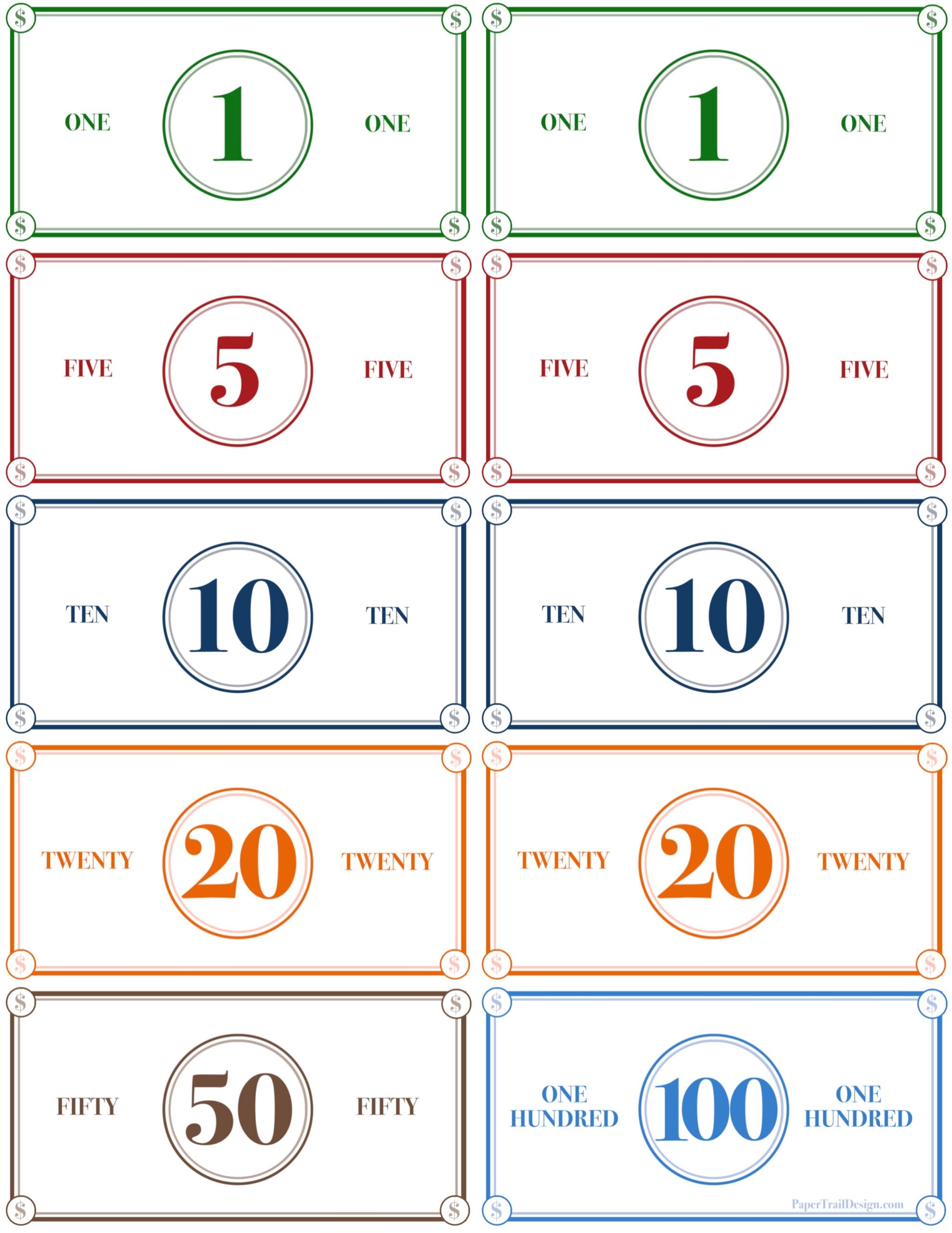 Fake Money For Kids Printable Sheets Play Money Printable Play Money 