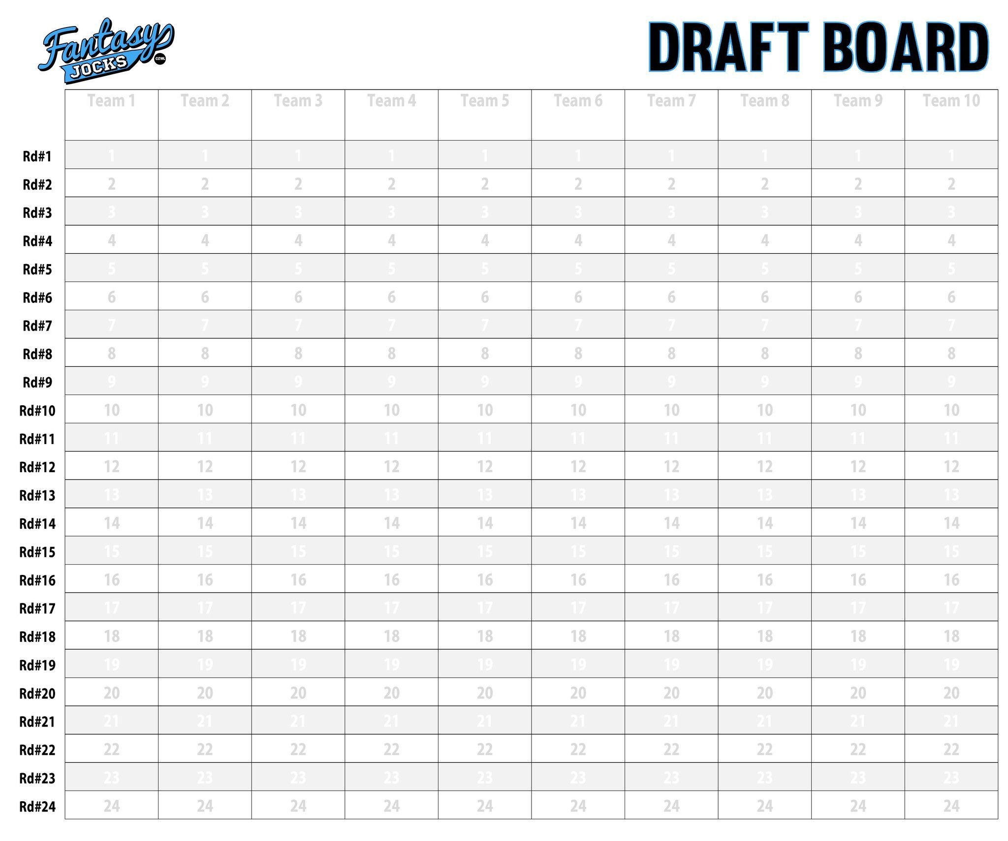 Fantasy Football Printable Blank Roster Sheets