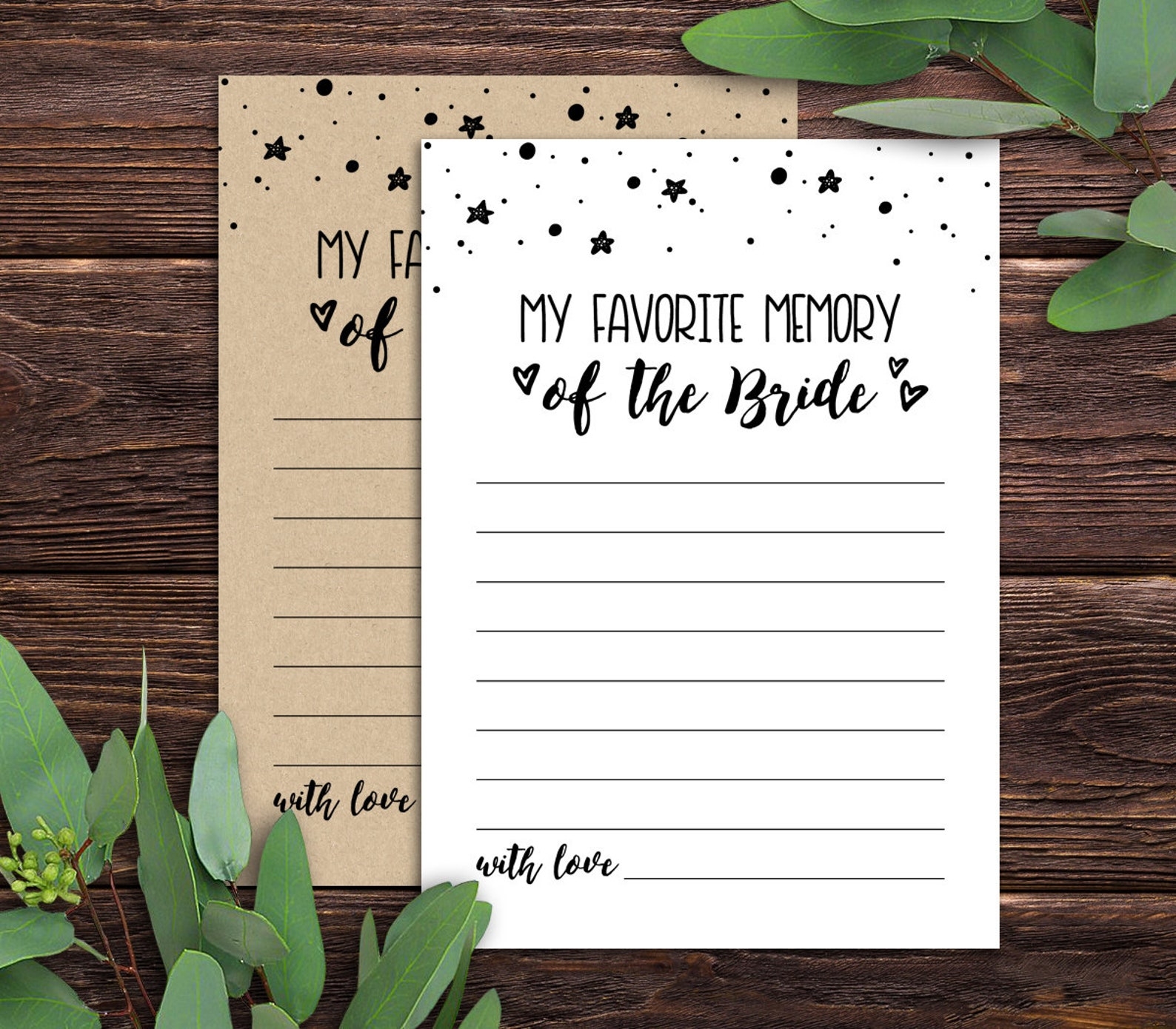 Favorite Memory Of The Bride Cards Printable Bridal Shower Etsy