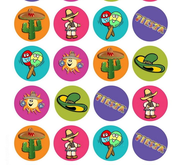 Fiesta Mexican Cupcake Toppers Birthday Printable