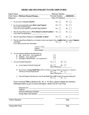 Medicare Secondary Payer Part B Form Printable