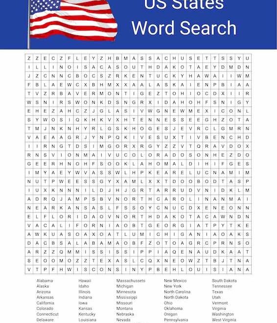 Find All 50 States Download Your Free US State Word Search