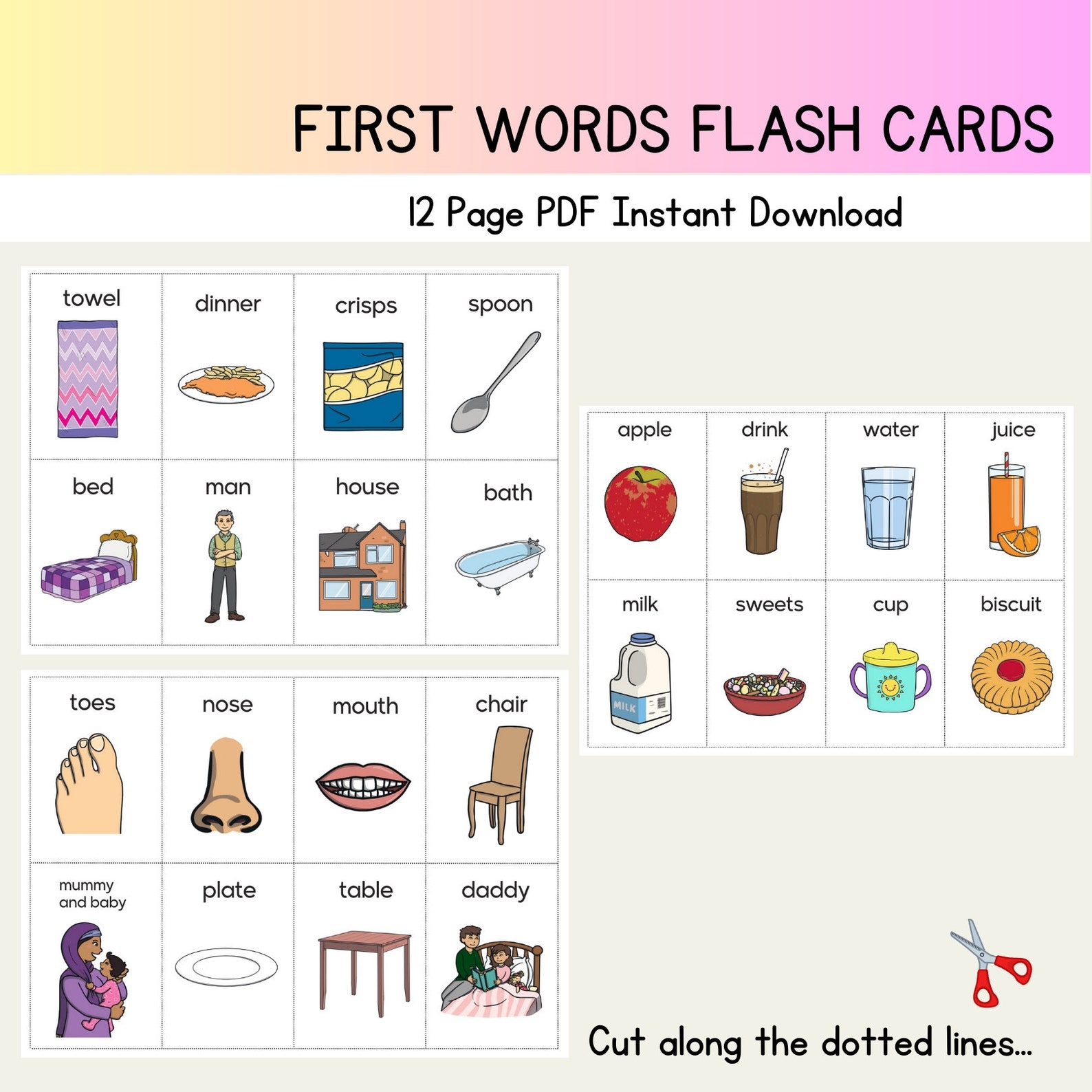 First Words Flash Cards Printable