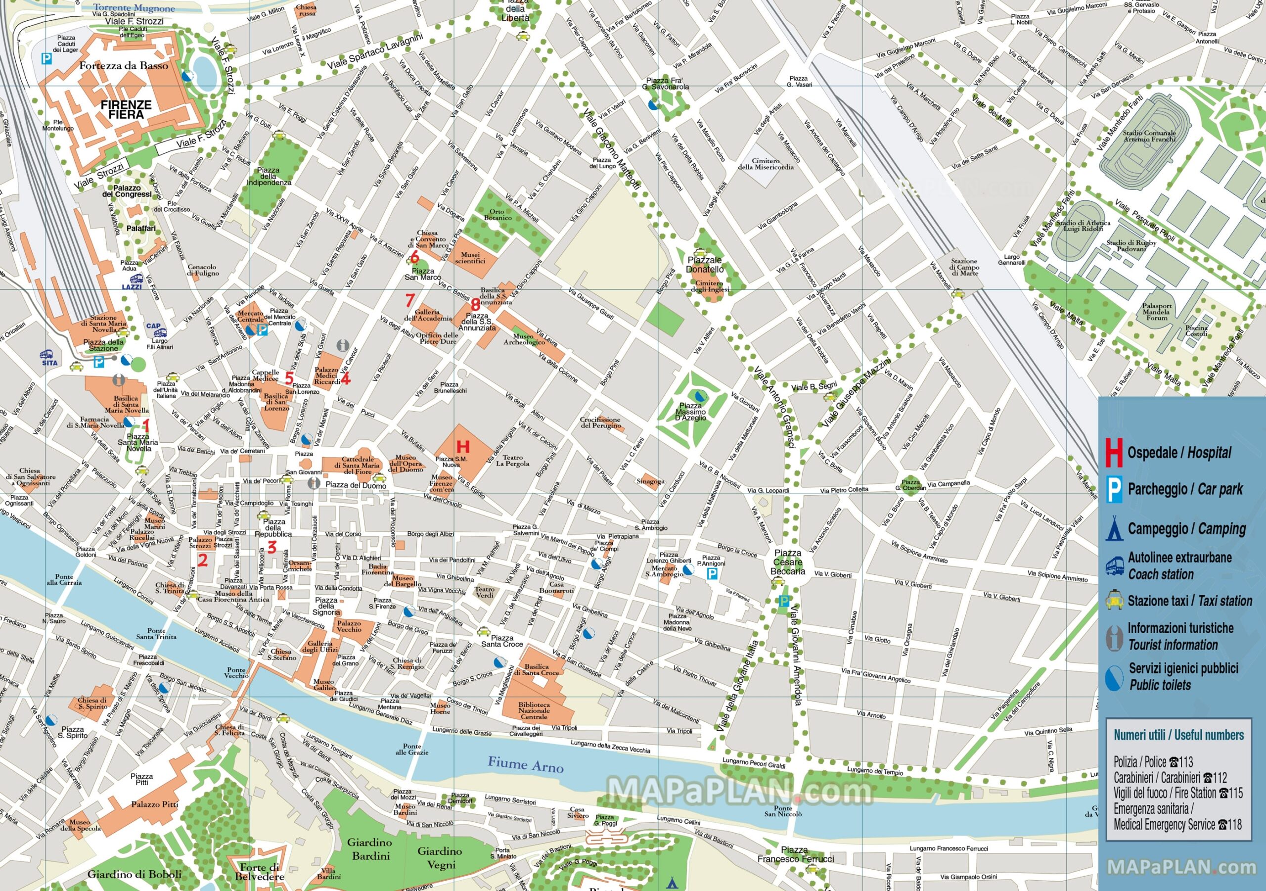 Florence Attractions Map PDF FREE Printable Tourist Map Florence 