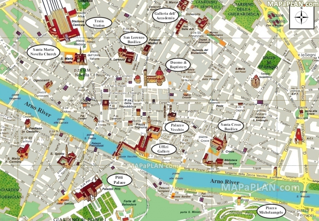 Florence Maps Top Tourist Attractions Free Printable City 