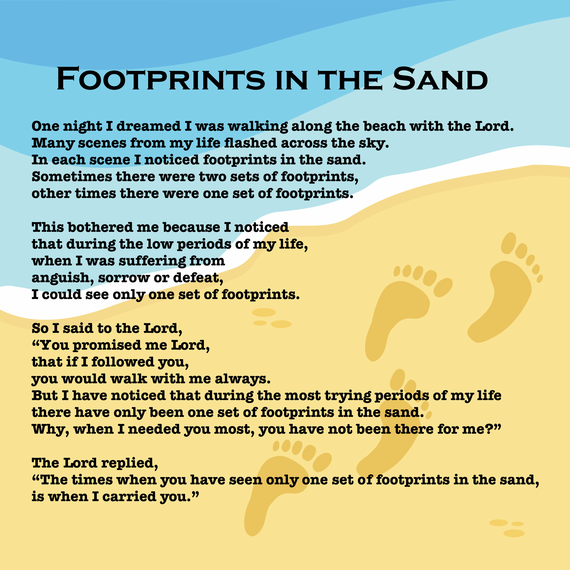 Footprints In The Sand Prayer Printable