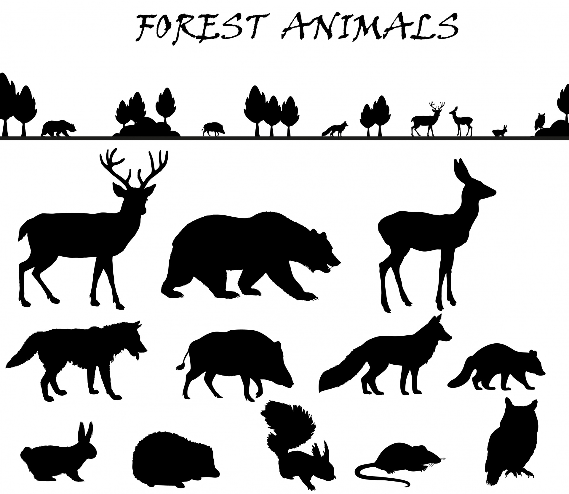 Forest Animals Silhouette Set Free Stock Photo Public Domain Pictures
