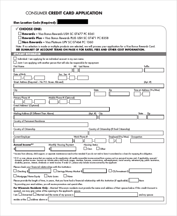 FREE 11 Sample Credit Application Templates In PDF MS Word