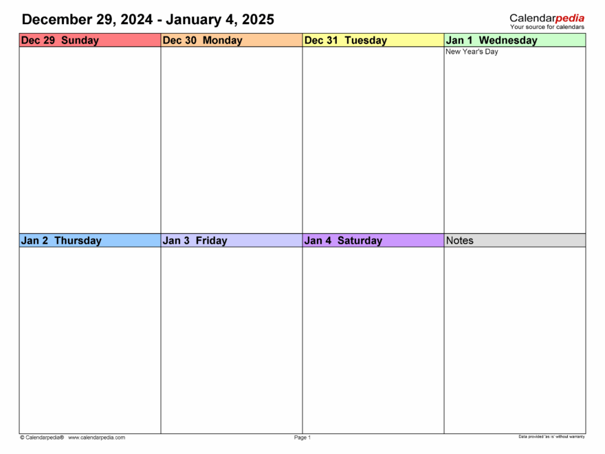 Free 2025 Weekly Calendar Template Download Jonas M Lind