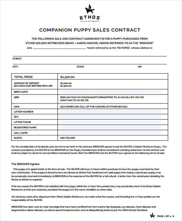 FREE 7 Puppy Sales Contract Samples Templates In PDF MS Word 