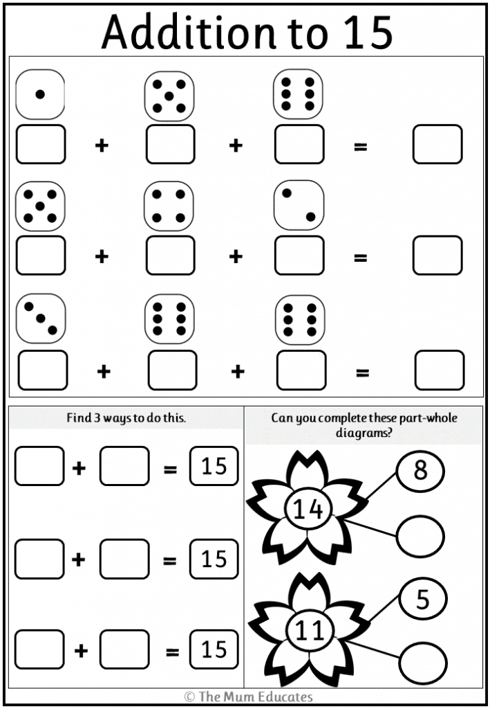 Free Addition To 15 Worksheet Addition Worksheets Fun Math 