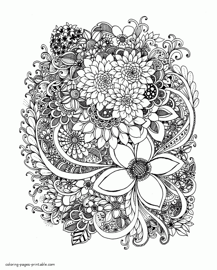 Printable Flower Coloring Pages For Adults