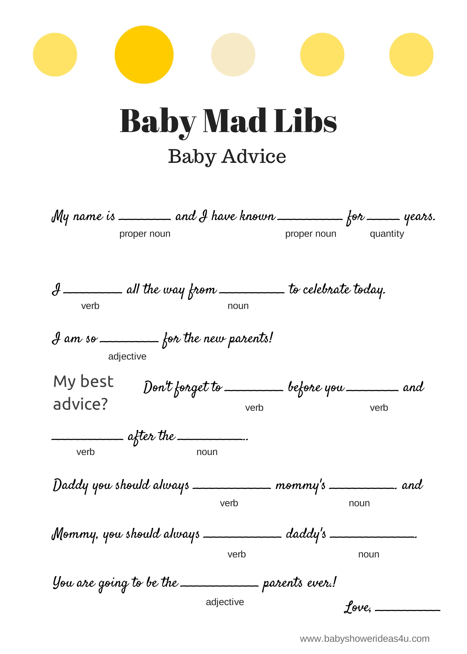 FREE Baby Shower Mad Libs Template Baby Shower Ideas 4U FREE Baby Shower Mad Libs Template Baby Shower Ideas 4U