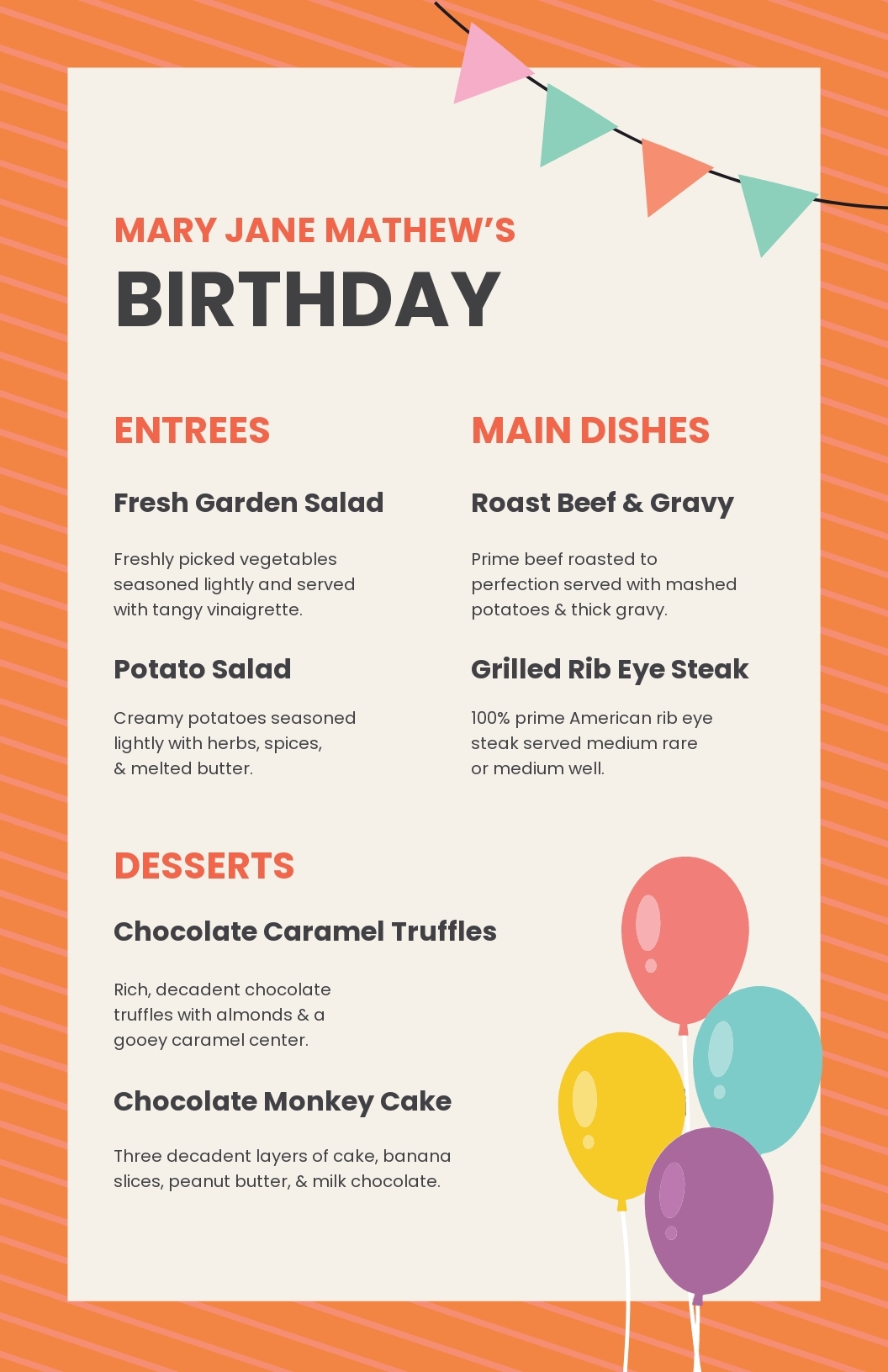 Free Birthday Menu Templates 30 Download PSD Word Publisher 