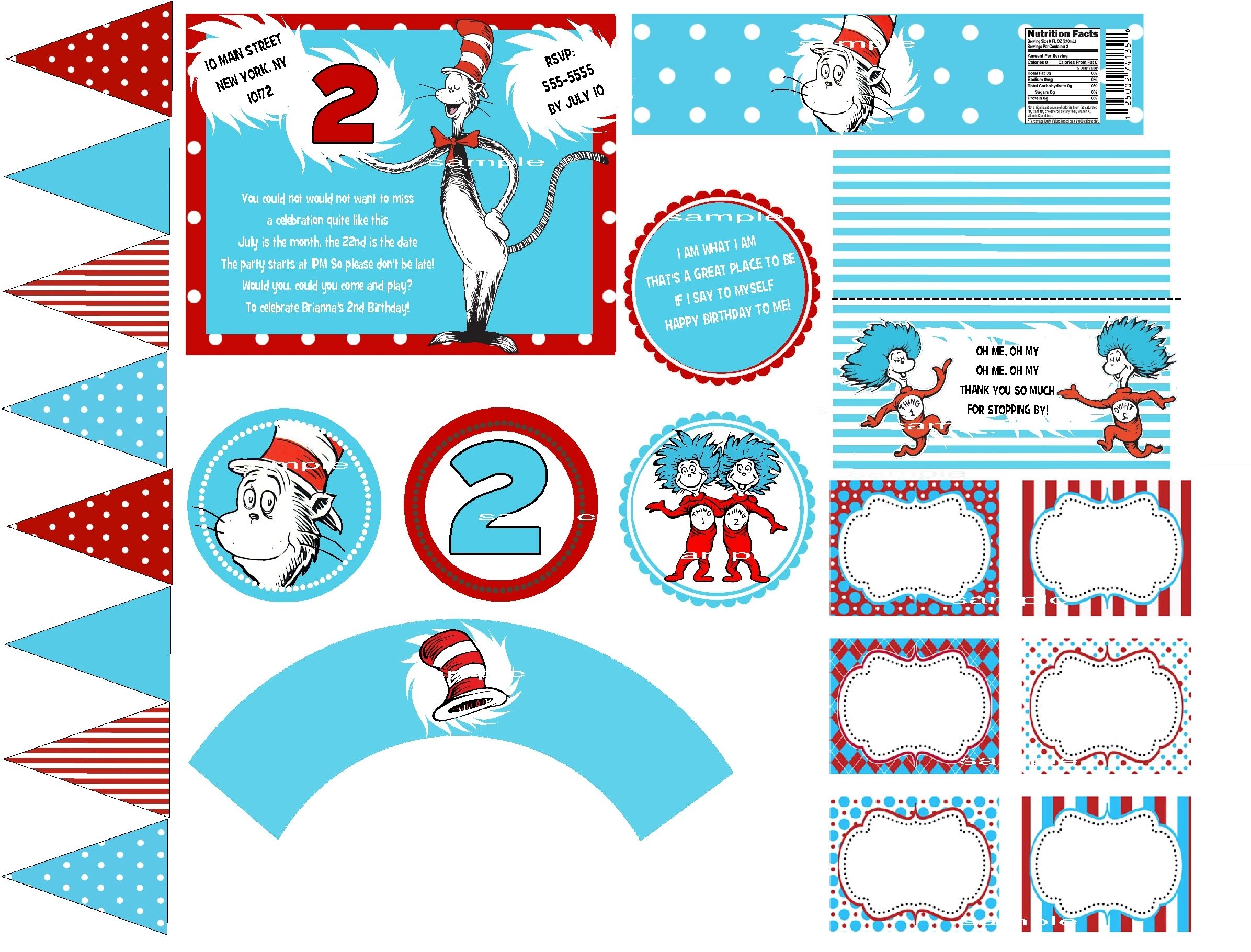 Free Cat In The Hat Party Printables Free Templates Printable