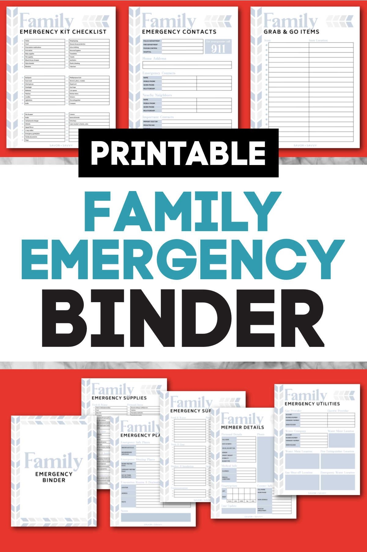 Free Emergency Binder Printables