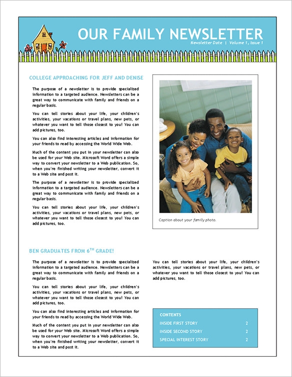 Free Family Newsletter Template