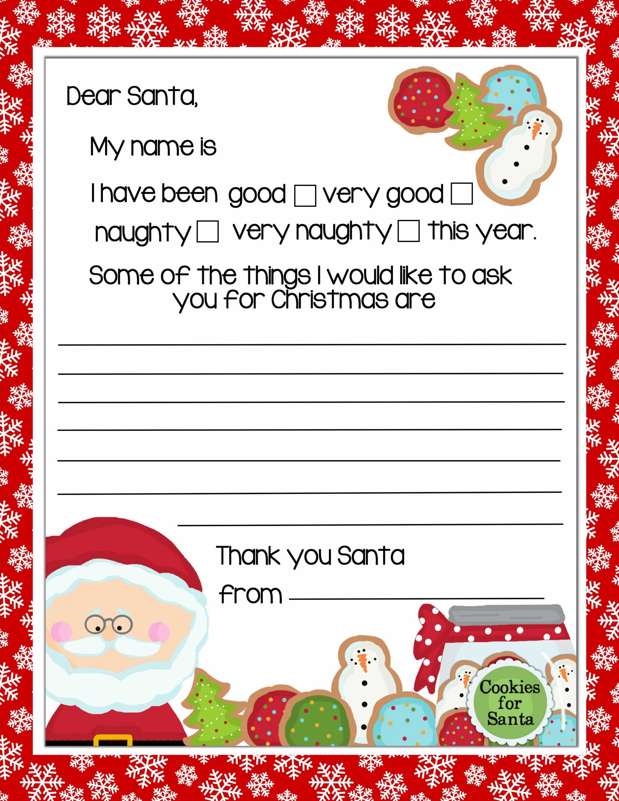 Letter To Santa Free Printable Template