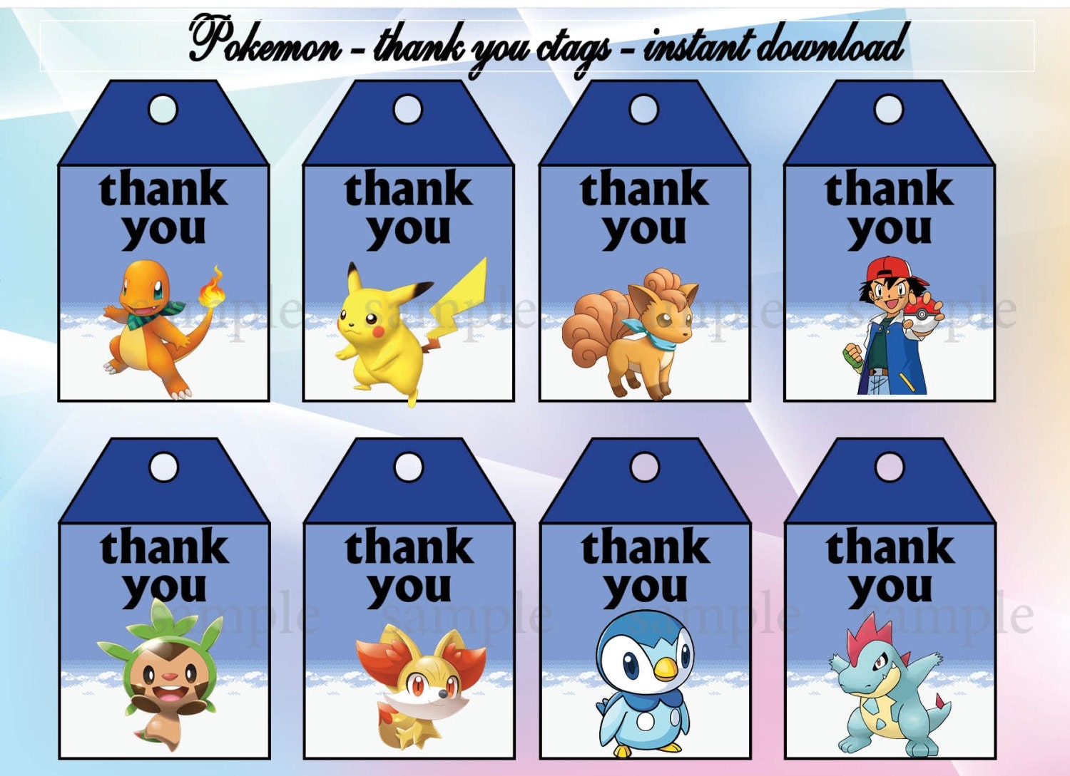 Free Printable Pokemon Thank You Cards