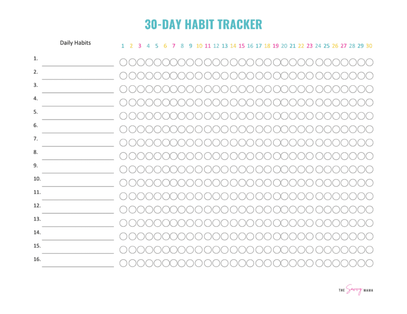30 Day Habit Tracker Printable