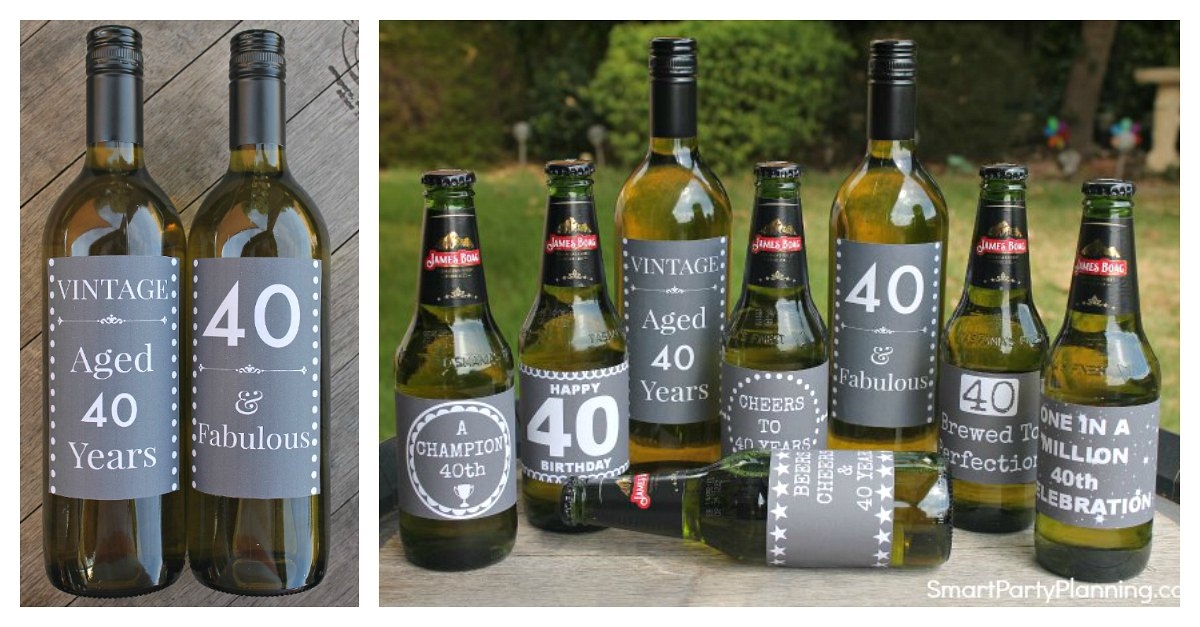 Free Printable 40th Birthday Wine Labels Templates Printable