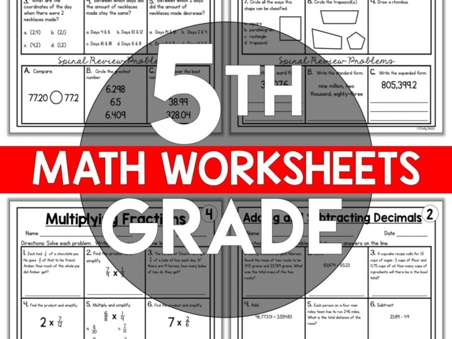 Free Printable 5th Grade Common Core Math Worksheets Appletastic Learning