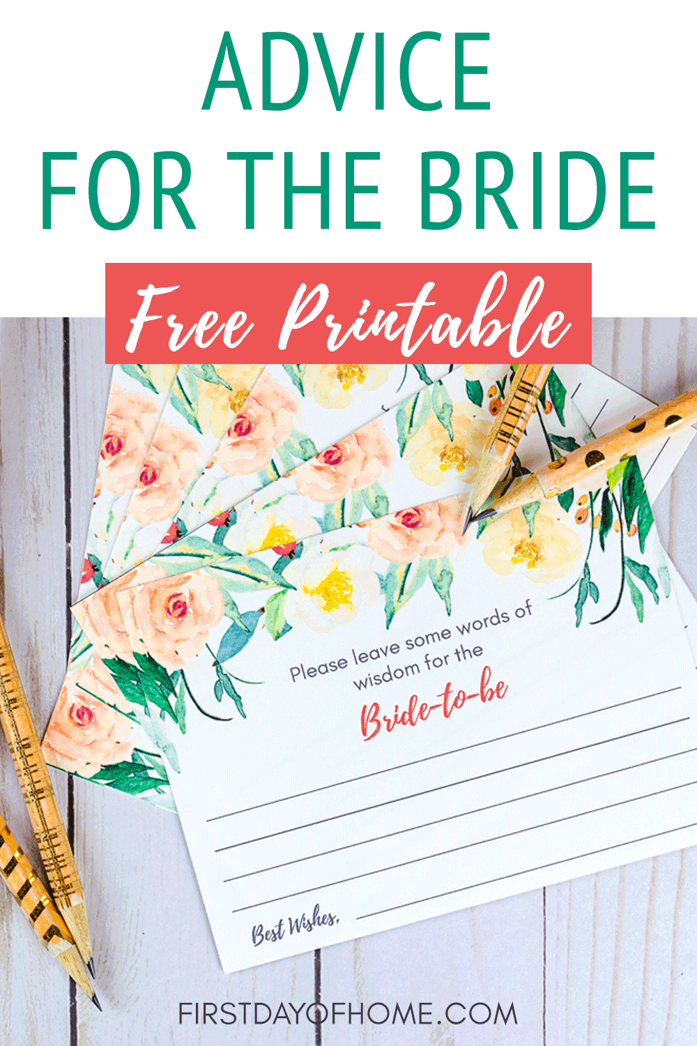 Advice For The Bride Cards Printable