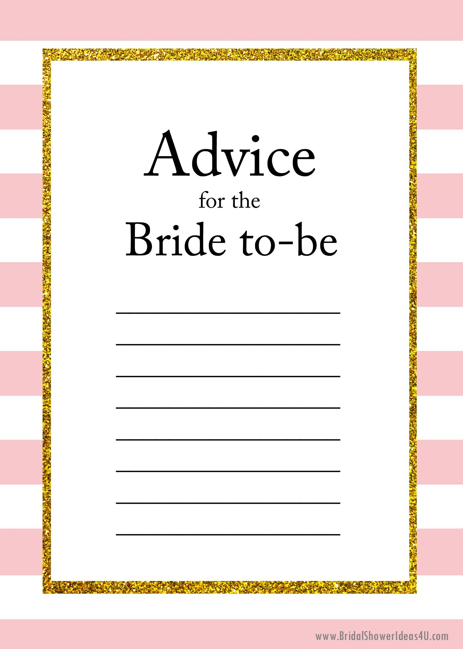 FREE Printable Advice For The Bride To Be Cards