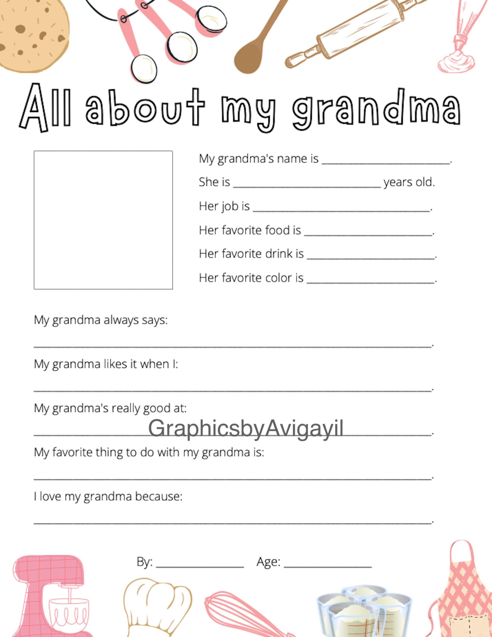 All About My Grandma Printable
