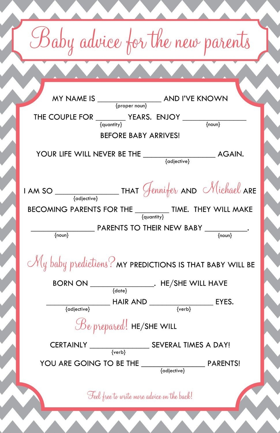 Free Printable Baby Shower Mad Lib Games Free Printable Baby Shower Mad Lib Games