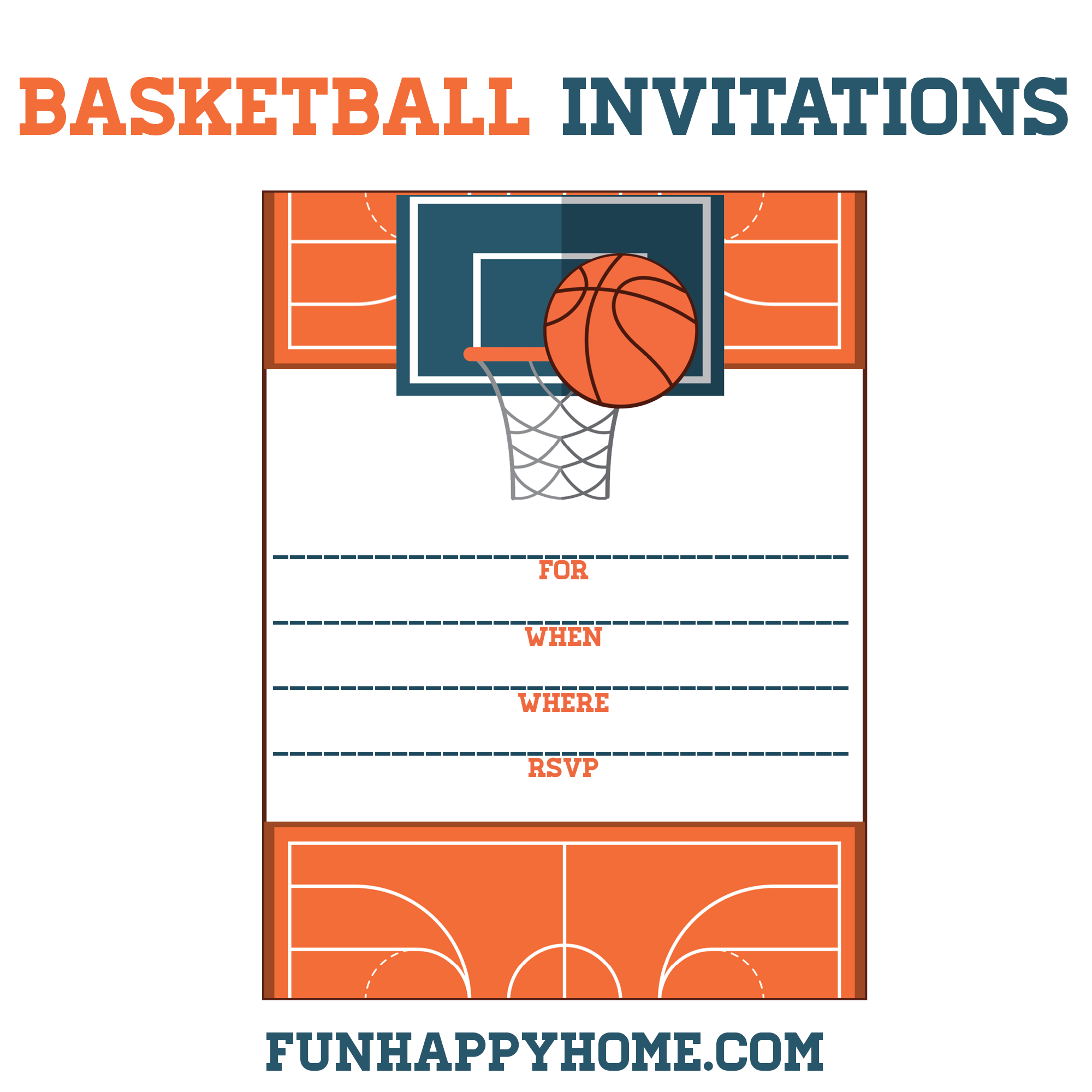 FREE Printable Basketball Themed Party Invitations Fun Happy Home