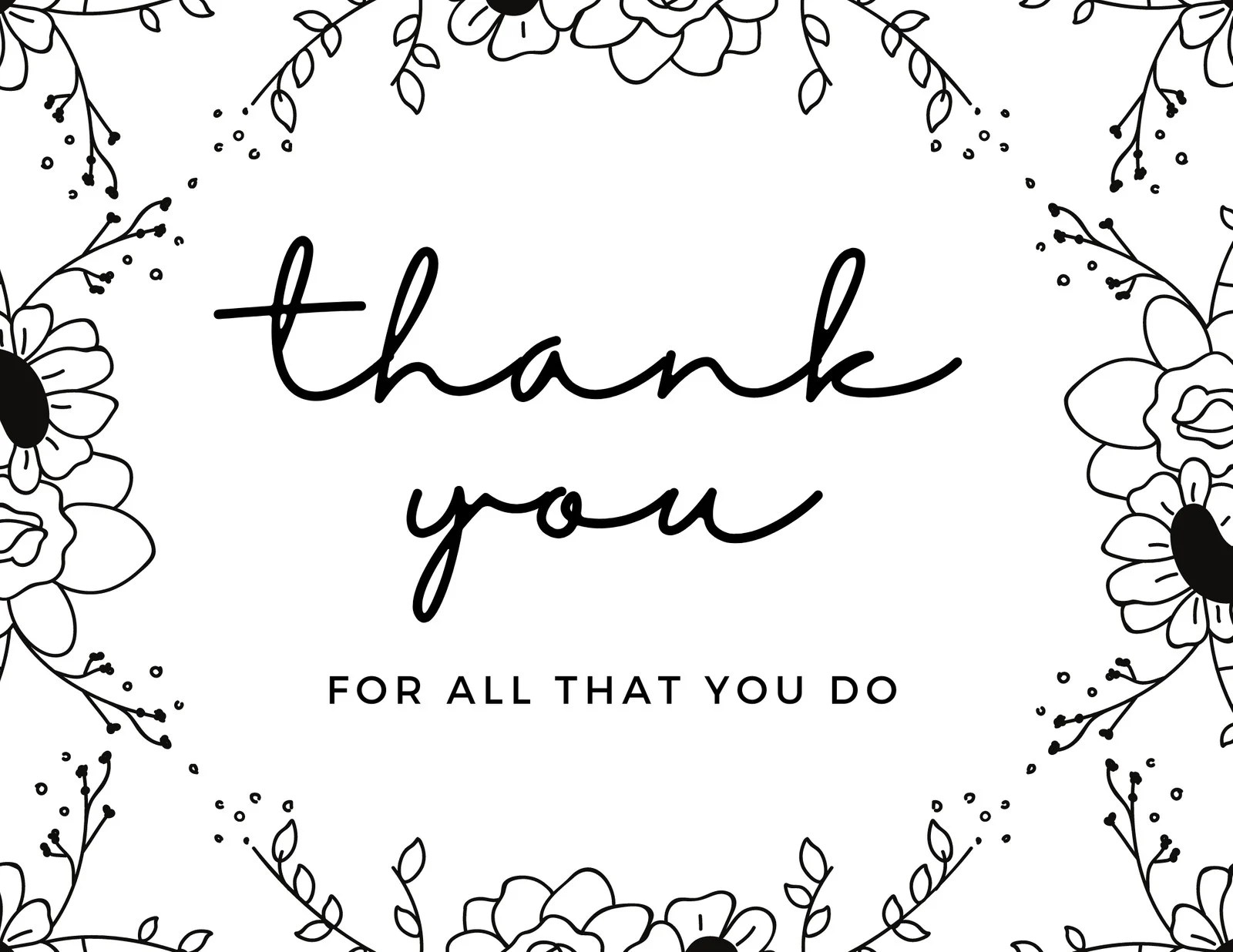 Black And White Thank You Cards Printable