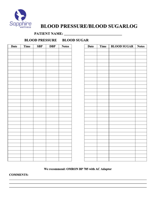 Free Printable Blood Pressure And Glucose Log