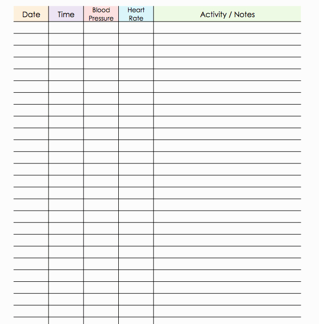 Free Printable Blood Pressure And Pulse Log