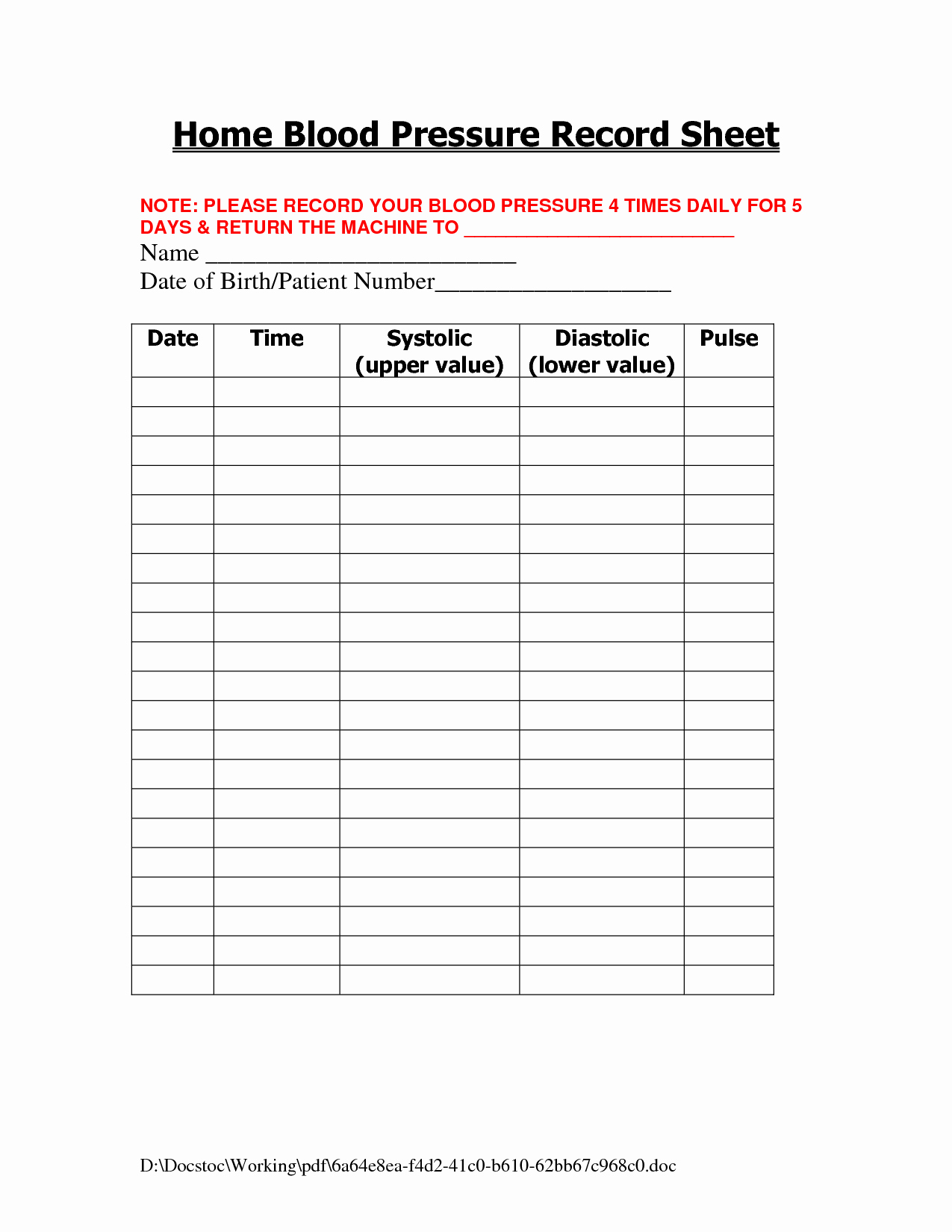 Free Printable Blood Pressure And Pulse Log Free Templates Printable